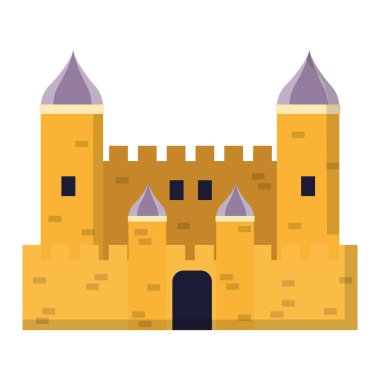 fantastik Ortaçağ kale mimari stil vektör çizim