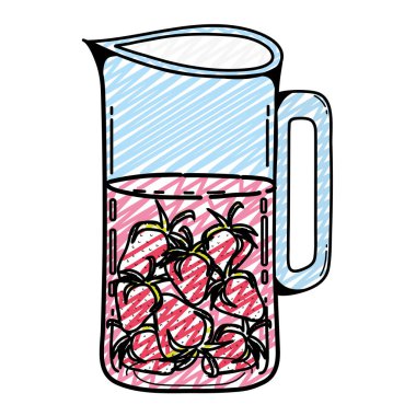 Doodle mason kavanoza çilek meyve vektör çizim korumak