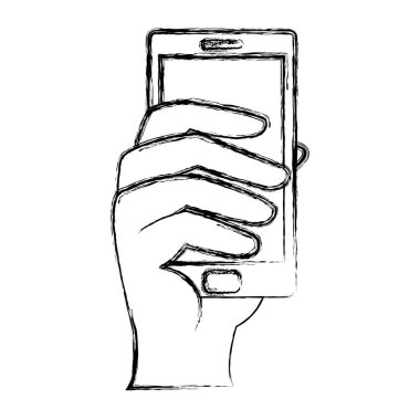 Grunge el elektronik smartphone dijital teknoloji vektör çizim ile