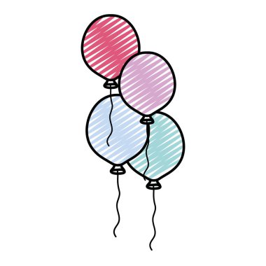 sevimli parti balonları nesneleri tasarlamak vektör doodle