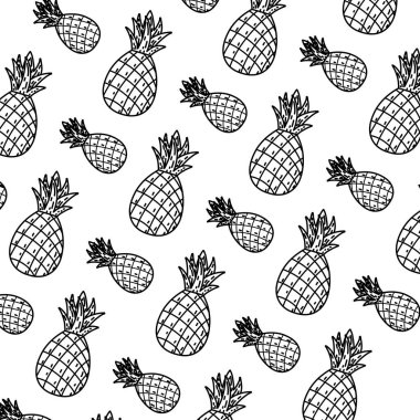 satır lezzetli ananas taze meyve arka plan vektör çizim