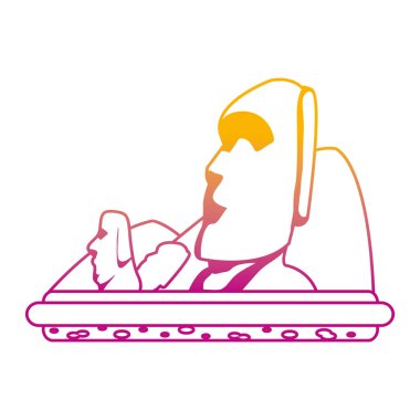 bozulmuş satır moai HEYEL Paskalya Adası ve dağlar vektör çizim