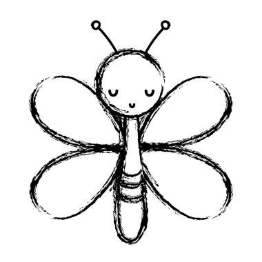 Grunge şirin kelebek kanatlı böcek hayvan illüstrasyon vektör