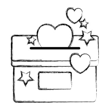 Grunge posta kutusu posta kalpleri ve yıldız dekorasyon vektör çizim ile