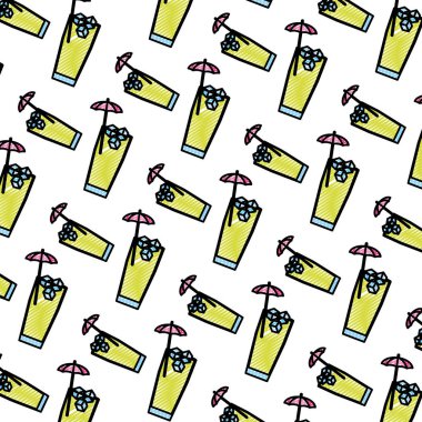 soğuk cam içecek unbrella arka plan vektör çizim ile doodle