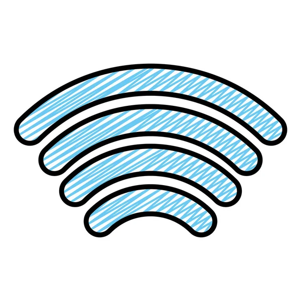 Doodle Digital Wifi Signal Anslutning Teknik Vektorillustration — Stock vektor