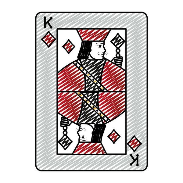 Doodle Rei Diamante Cassino Cartão Jogo Vetor Ilustração — Vetor de Stock