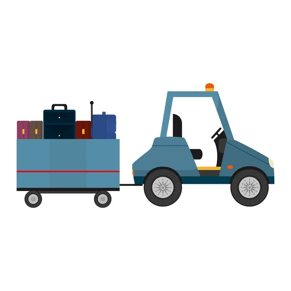 Wektor Ilustracja Kolor Pojazdu Ciągnącego Usługi Podróży Bagaż — Wektor stockowy