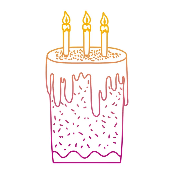 Degraded Line Sweet Cake Burning Candles Style Vector Illustration — Stock Vector