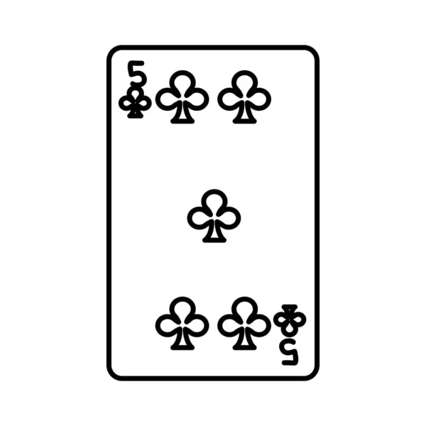 Lijn Vijf Klaverblaadjes Casino Kaart Spel Vectorillustratie — Stockvector