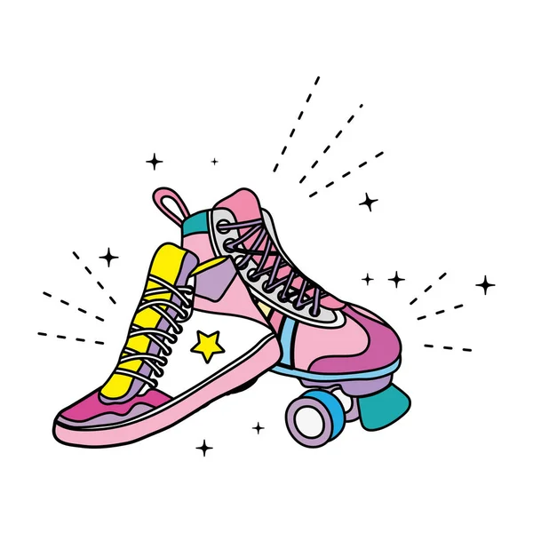 Farbe Rollschuhstil Und Mode Sneaker Vektor Illustration — Stockvektor