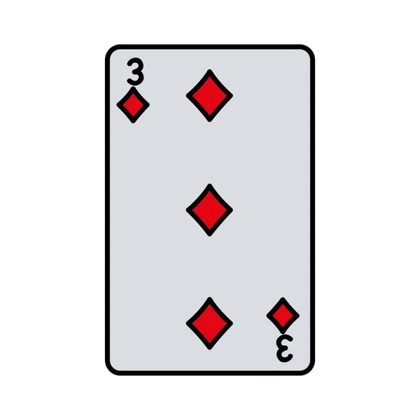 Έγχρωμη Εικονογράφηση Τρία Διαμάντια Καζίνο Παιχνίδι Διάνυσμα Κάρτα — Διανυσματικό Αρχείο