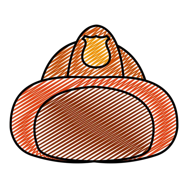 Illustration Vectorielle Protection Urgence Équipement Casque Pompier Doodle — Image vectorielle