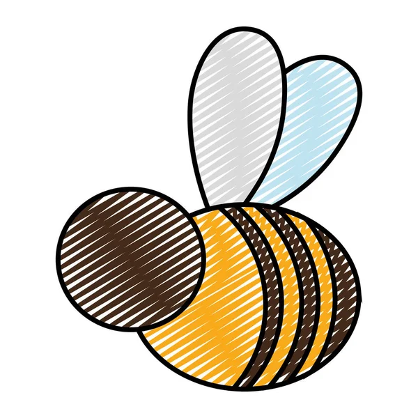 Doodle Schattig Bee Insict Dierlijke Vliegende Vectorillustratie — Stockvector