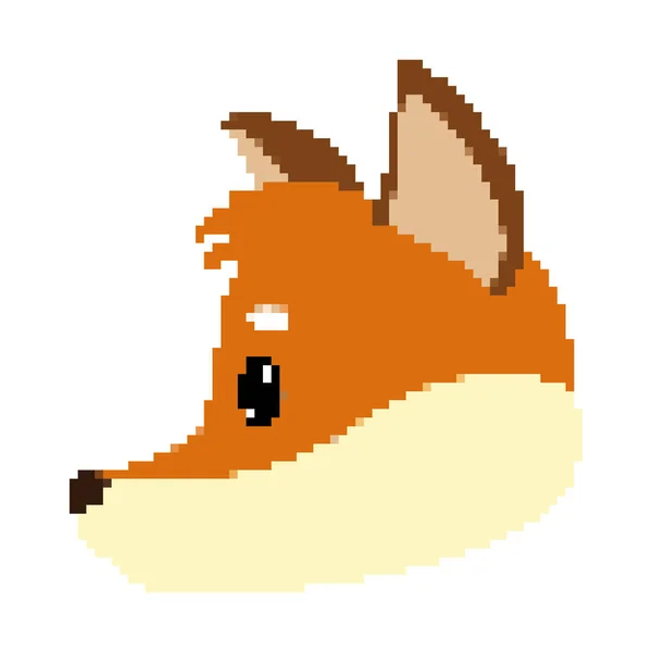 Pixelated Fox Baş Vahşi Hayvan Vektör Çizim — Stok Vektör