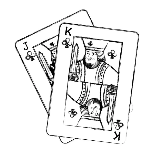 Grunge Jack Kral Kulüpleri Kartları Casino Oyun Vektör Çizim — Stok Vektör