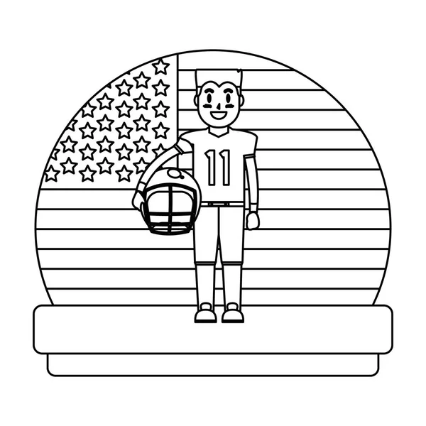 Joueur Football Ligne Avec Illustration Vectorielle Uniforme Drapeau Des Etats — Image vectorielle