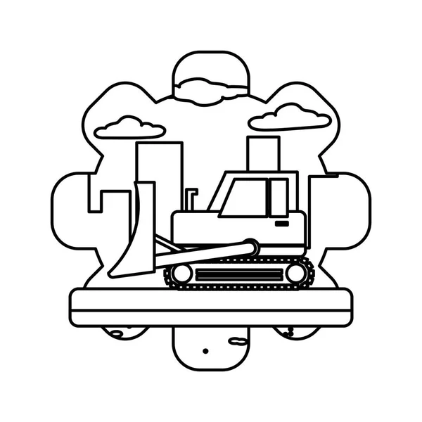 Linie Bulldozer Ausrüstung Bau Industrie Service Vektor Illustration — Stockvektor