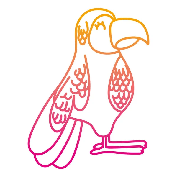 Aangetaste Lijn Exotische Papegaai Vogel Met Schoonheid Veren Vectorillustratie — Stockvector