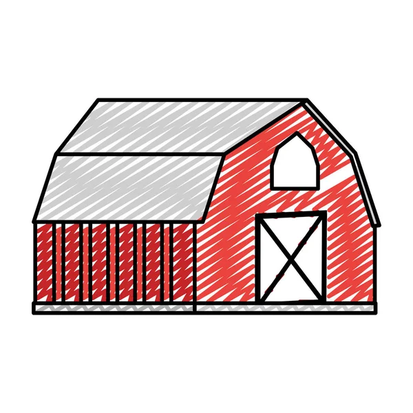 Illustration Vectorielle Style Ferme Maison Bois Côté Doodle — Image vectorielle