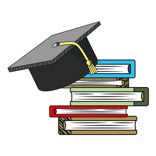 Pós Graduação Cap Livros Educação Objeto Vetor Ilustração — Vetor de Stock