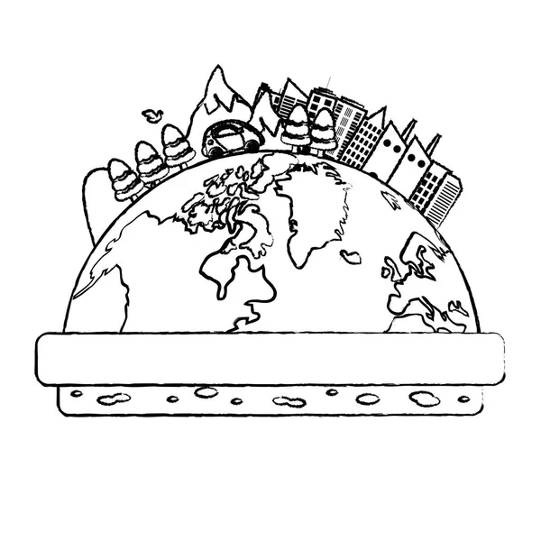 Ilustracja Wektorowa Grunge Globalnej Ekologii Ochrony Ochrona Planety — Wektor stockowy