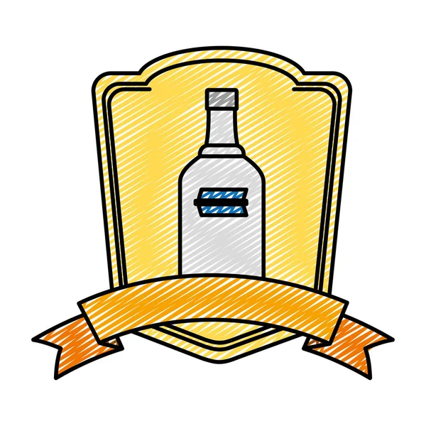 Doodle Liquor Vodka Bottle Beverage Emblem Vector Illustrativo — Stock Vector