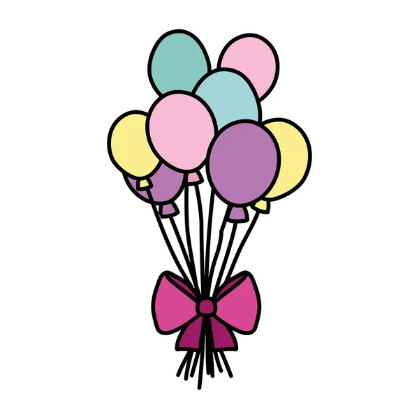 Couleur Drôle Style Ballons Avec Illustration Vectorielle Arc Ruban — Image vectorielle