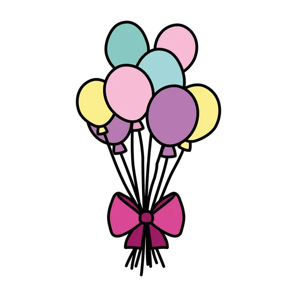 Color Divertido Estilo Globos Con Lazo Arco Ilustración Vector — Vector de stock