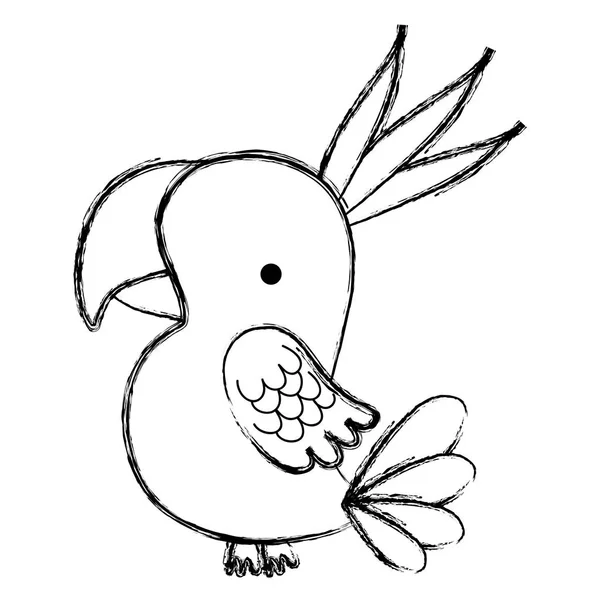 Grunge Nice Parrot Bird Wild Animal Vector Illustration — Stock Vector