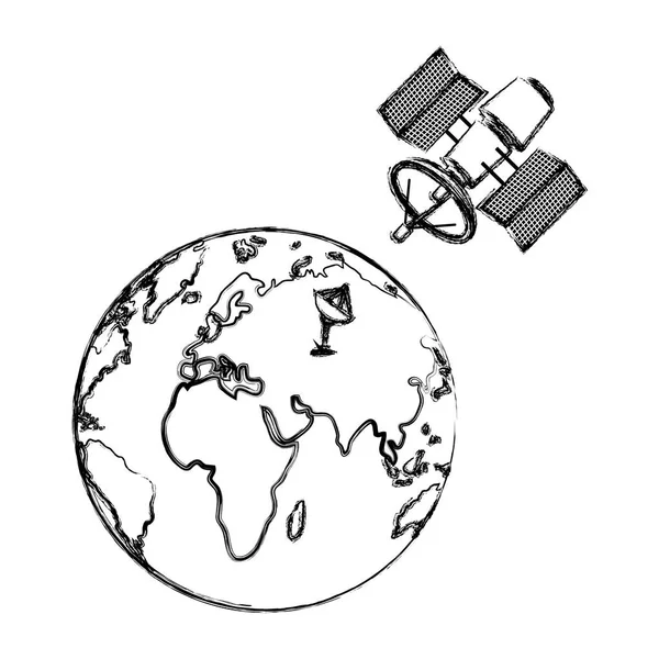 粗野的全球地球行星与卫星技术向量例证 — 图库矢量图片