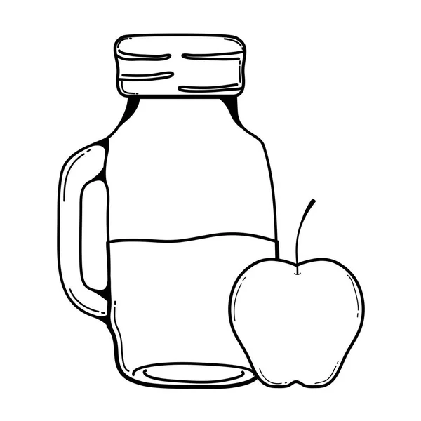 线新鲜的苹果健康的汁液在罐子向量例证 — 图库矢量图片