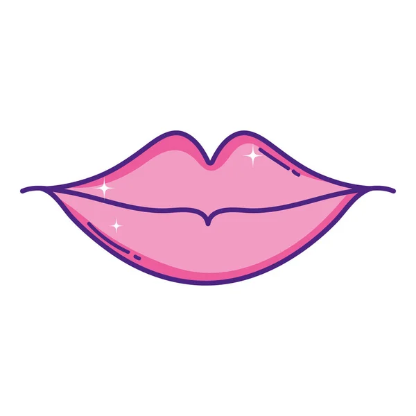 Boca Beleza Feminina Com Lábios Maquiagem Vetor Ilustração — Vetor de Stock