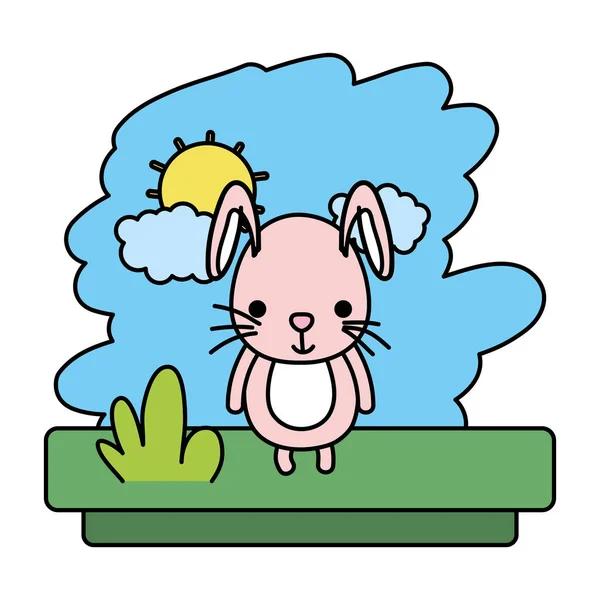 Colore Kawaii Coniglio Carino Animale Selvatico Vettore Illustrazione — Vettoriale Stock