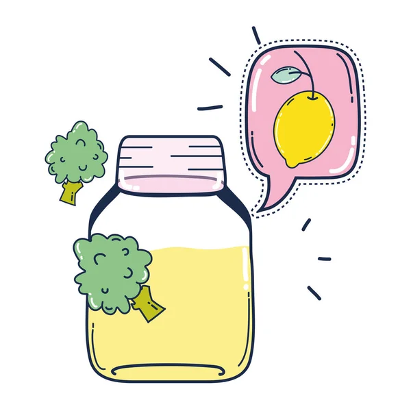 Jus Nature Dans Bocal Avec Illustration Vectorielle Citron Arbres — Image vectorielle