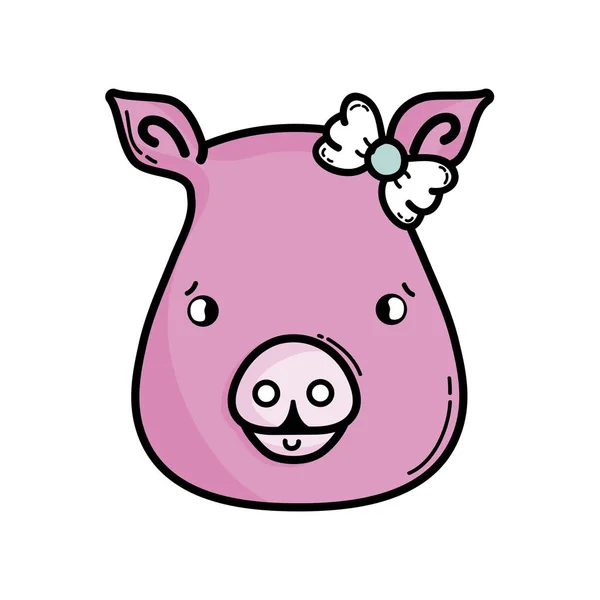 Cute Pig Female Wild Animal Vector Illustration — Stock Vector