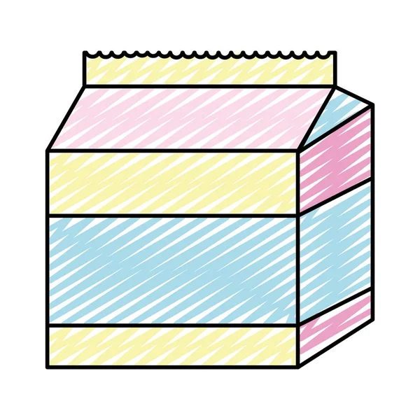 Doodle Hälsosam Mjölk Box Fräsch Drink Vektorillustration — Stock vektor