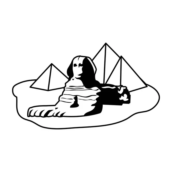 Lijn Giza Van Beroemde Piramides Van Egypte Sculptuur Vector Illustratie — Stockvector