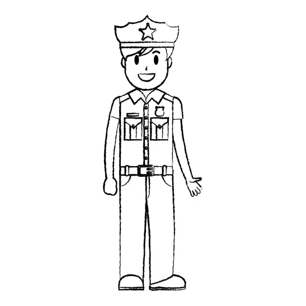 Grunge Policía Oficial Con Uniforme Sombrero Diseño Vector Ilustración — Vector de stock