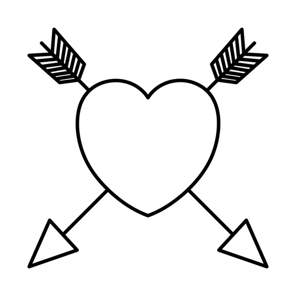 Linie Design Šipky Uvnitř Srdce Romantika Symbol Vektorové Ilustrace — Stockový vektor