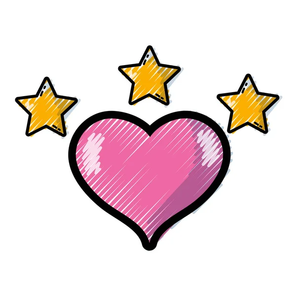 Gökyüzü Vektör Çizim Içinde Parlayan Yıldız Işareti Sevmeyi Rendelenmiş Kalp — Stok Vektör