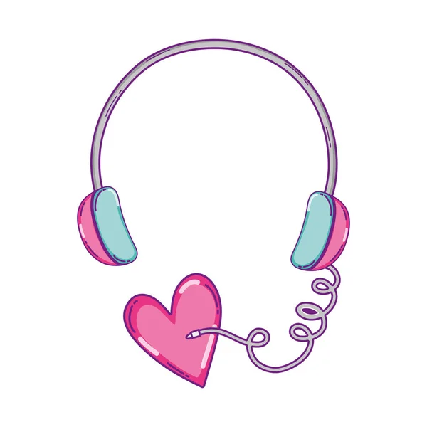 Headphones Modern Technology Heart Style Vector Illustration — Stock Vector