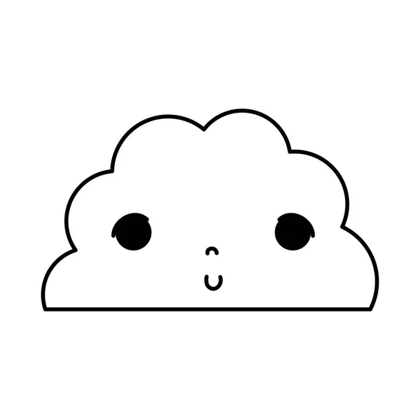 线卡瓦伊可爱蓬松的云天气矢量插图 — 图库矢量图片