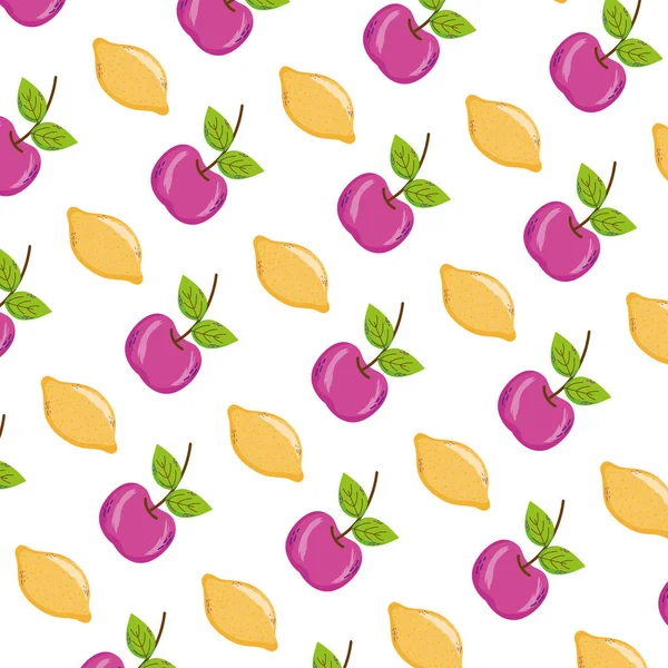 Deliciosa Papaya Manzana Frutas Fondo Vector Ilustración — Archivo Imágenes Vectoriales