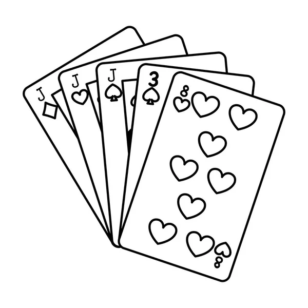 Línea Tres Tipo Casino Juego Cartas Vector Ilustración — Vector de stock