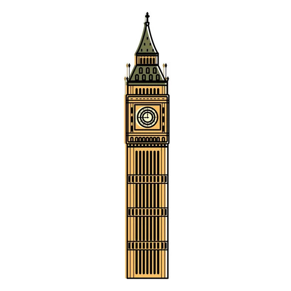 Kolor Big Bena Wieża Historii Architektury Ilustracja Wektorowa — Wektor stockowy