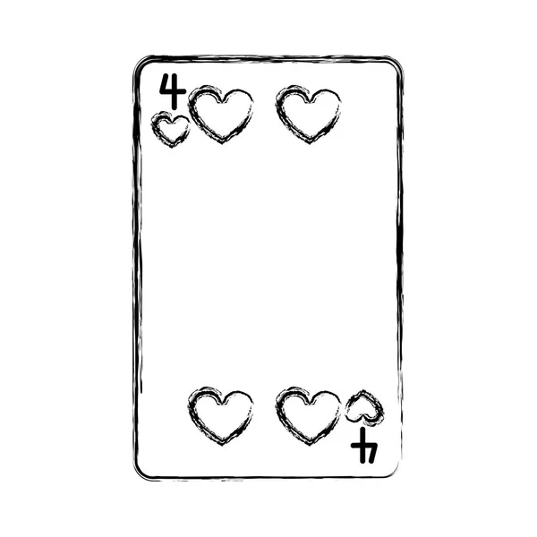 Гранж Четыре Сердца Казино Карточная Игра Векторная Иллюстрация — стоковый вектор
