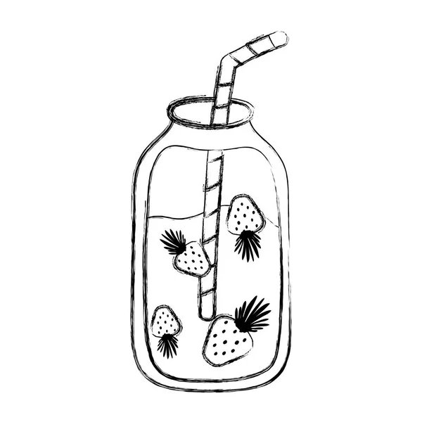 Εικονογράφηση Φορέα Του Grunge Φρέσκα Smoothie Φράουλα Γλυκό Ποτό — Διανυσματικό Αρχείο