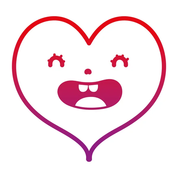 Línea Degradada Kawaii Corazón Divertido Lindo Vector Amor Ilustración — Vector de stock