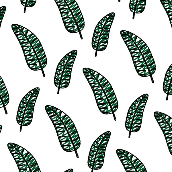 Planta Doodle Rama Tropical Hojas Fondo Vector Ilustración — Vector de stock